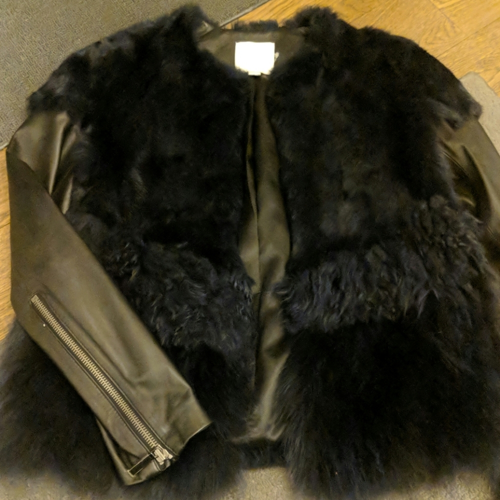 Fur and leather jacket